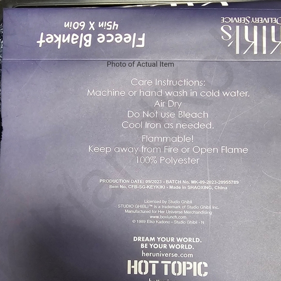 *LAST 1* NWT Studio Ghibli Kiki's Delivery Service Poster Throw Blanket 45" x 60 - Picture 2 of 2